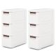 Costway - 2 PCS 3-Drawer Narrow Rolling Storage Cabinet with Pull Handles Built-in Wheels - White