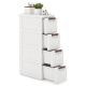 Costway - 1 PCS 4-Drawer Narrow Rolling Storage Cabinet with Pull Handles Built-in Wheels - White