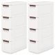 Costway - 2 PCS 4-Drawer Narrow Rolling Storage Cabinet with Pull Handles Built-in Wheels - White