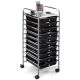 Costway - 10 Drawer Rolling Storage Cart Scrapbook Paper Office School Organizer - Black