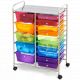 Costway - 15 Drawer Rolling Storage Cart Scrapbook Paper Office School Organizer - Multicolor