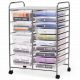 Costway - 15 Drawer Rolling Storage Cart Scrapbook Paper Office School Organizer - Clear
