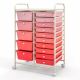 Costway - 15 Drawer Rolling Storage Cart Scrapbook Paper Office School Organizer - Gradient Pink