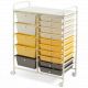 Costway - 15 Drawer Rolling Storage Cart Scrapbook Paper Office School Organizer - Grey/Beige/Yellow