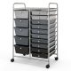 Costway - 15 Drawer Rolling Storage Cart Scrapbook Paper Office School Organizer - Gradient Gray