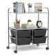 Costway - 4 Drawer Rolling Storage Cart Scrapbook Paper Office School Organizer - Black