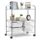 Costway - 4 Drawer Rolling Storage Cart Scrapbook Paper Office School Organizer - Clear