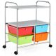 Costway - 4 Drawer Rolling Storage Cart Scrapbook Paper Office School Organizer - Multicolor
