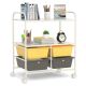 Costway - 4 Drawer Rolling Storage Cart Scrapbook Paper Office School Organizer - Yellow/Gray