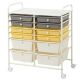 Costway - 12 Drawers Rolling Cart Storage Scrapbook Paper Studio Organizer - Grey/Beige/Yellow