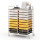 Costway - 20 Drawers Rolling Cart Storage Scrapbook Paper Studio Organizer - Grey/Beige/Yellow
