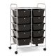Costway - 10 Drawer Storage Cart Utility Rolling Trolley Kitchen Office Organizer - Black
