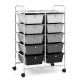Costway - 10 Drawer Storage Cart Utility Rolling Trolley Kitchen Office Organizer - Gradient Black