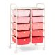 Costway - 10 Drawer Storage Cart Utility Rolling Trolley Kitchen Office Organizer - Gradient Pink