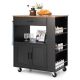 Costway - Kitchen Island Cart Rolling Storage Cabinet w/ Drawer & Spice Rack Shelf - Black
