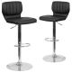 Alamont Home - Contemporary Vinyl Adjustable Height Barstool (set of 2) - Black Vinyl