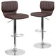 Alamont Home - Contemporary Vinyl Adjustable Height Barstool (set of 2) - Brown Vinyl