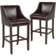 Alamont Home - Carmel Series Transitional Walnut Barstool (set of 2) - Brown LeatherSoft