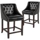 Alamont Home - Carmel Series Transitional Walnut Counter Height Stool (set of 2) - Black LeatherSoft