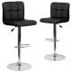 Alamont Home - Contemporary Quilted Vinyl Adjustable Height Barstool (set of 2) - Black