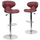 Alamont Home - Contemporary Vinyl Adjustable Height Mid-Back Barstool (set of 2) - Burgundy