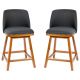 Alamont Home - Julia Transitional Fabric Counter Stool (Set of 2) - Charcoal Faux Linen/Walnut