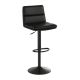 Alamont Home - Hughes Modern Leather/Faux Leather Adjustable Height Barstool (Set of 2) - Black/Black
