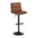 Alamont Home - Hughes Modern Leather/Faux Leather Adjustable Height Barstool (Set of 2) - Cognac/Black