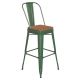 Alamont Home - Kai All-Weather Commercial Bar Stool with Removable Back/Poly Seat - Green/Teak