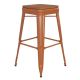 Alamont Home - Kai Indoor/Outdoor Backless Bar Stool with Poly Seat - Orange/Teak