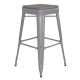 Alamont Home - Kai Indoor/Outdoor Backless Bar Stool with Poly Seat - Silver/Gray