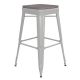 Alamont Home - Kai Indoor/Outdoor Backless Bar Stool with Poly Seat - White/Gray