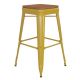 Alamont Home - Kai Indoor/Outdoor Backless Bar Stool with Poly Seat - Yellow/Teak