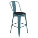 Alamont Home - Carly All-Weather Bar Height Stool with Poly Resin Seat - Kelly-Blue Teal/Black - Kelly Blue-Teal/Black
