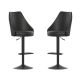 Alamont Home - Chrishelle Modern Leather/Faux Leather Adjustable Height Pedestal Bar Stool (Set of 2) - Black