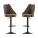 Alamont Home - Chrishelle Modern Leather/Faux Leather Adjustable Height Pedestal Bar Stool (Set of 2) - Brown