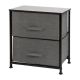 Alamont Home - 2 Drawer Wood Top Nightstand Storage Organizer with Cast Iron Frame and Dark Easy Pull Fabric Drawers - Black/Gray