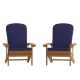 Alamont Home - Charlestown Indoor/Outdoor Adirondack Chairs with Cushions - Set of 2 - Teak/Blue
