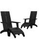 Alamont Home - Sawyer Set of 2 Indoor/Outdoor 2-Slat Adirondack Style Chairs & Footrests in - Black