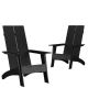Alamont Home - Sawyer Set of 2 Modern Dual Slat Back Indoor/Outdoor Adirondack Style Chairs - Black