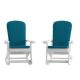 Alamont Home - Savannah Indoor/Outdoor Rocking Adirondack Chairs with Cushions - Set of 2 - White/Teal