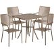 Alamont Home - Oia Outdoor Square Contemporary Metal 5 Piece Patio Set - Gold
