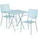 Alamont Home - Oia Outdoor Square Contemporary Metal 3 Piece Patio Set - Sky Blue