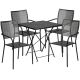 Alamont Home - Oia Outdoor Square Contemporary Metal 5 Piece Patio Set - Black