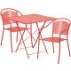 Alamont Home - Oia Outdoor Square Contemporary Metal 3 Piece Patio Set - Coral
