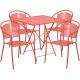 Alamont Home - Oia Outdoor Square Contemporary Metal 5 Piece Patio Set - Coral