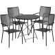 Alamont Home - Oia Outdoor Round Contemporary Metal 5 Piece Patio Set - Black
