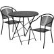 Alamont Home - Oia Outdoor Round Contemporary Metal 3 Piece Patio Set - Black