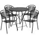 Alamont Home - Oia Outdoor Round Contemporary Metal 5 Piece Patio Set - Black