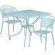 Alamont Home - Oia Outdoor Square Contemporary Metal 3 Piece Patio Set - Sky Blue